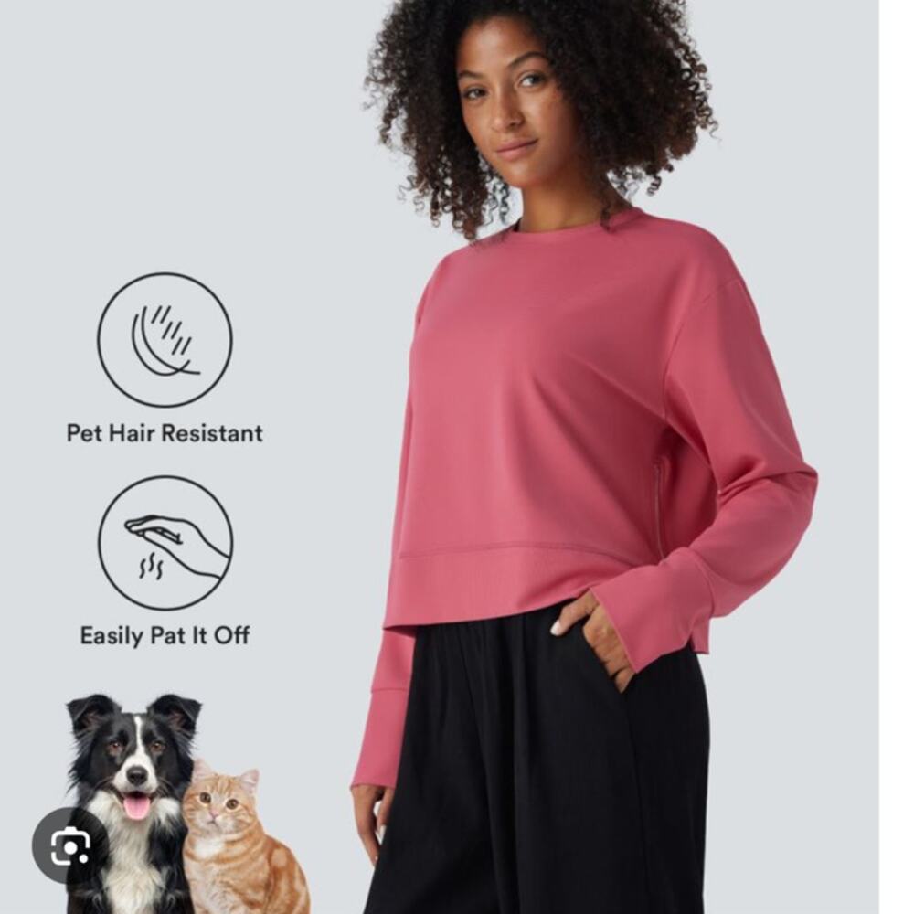 HALARA Patitoff Sweatshirt Size XS Pet Hair Resistant Cropped Sports Zipper Top